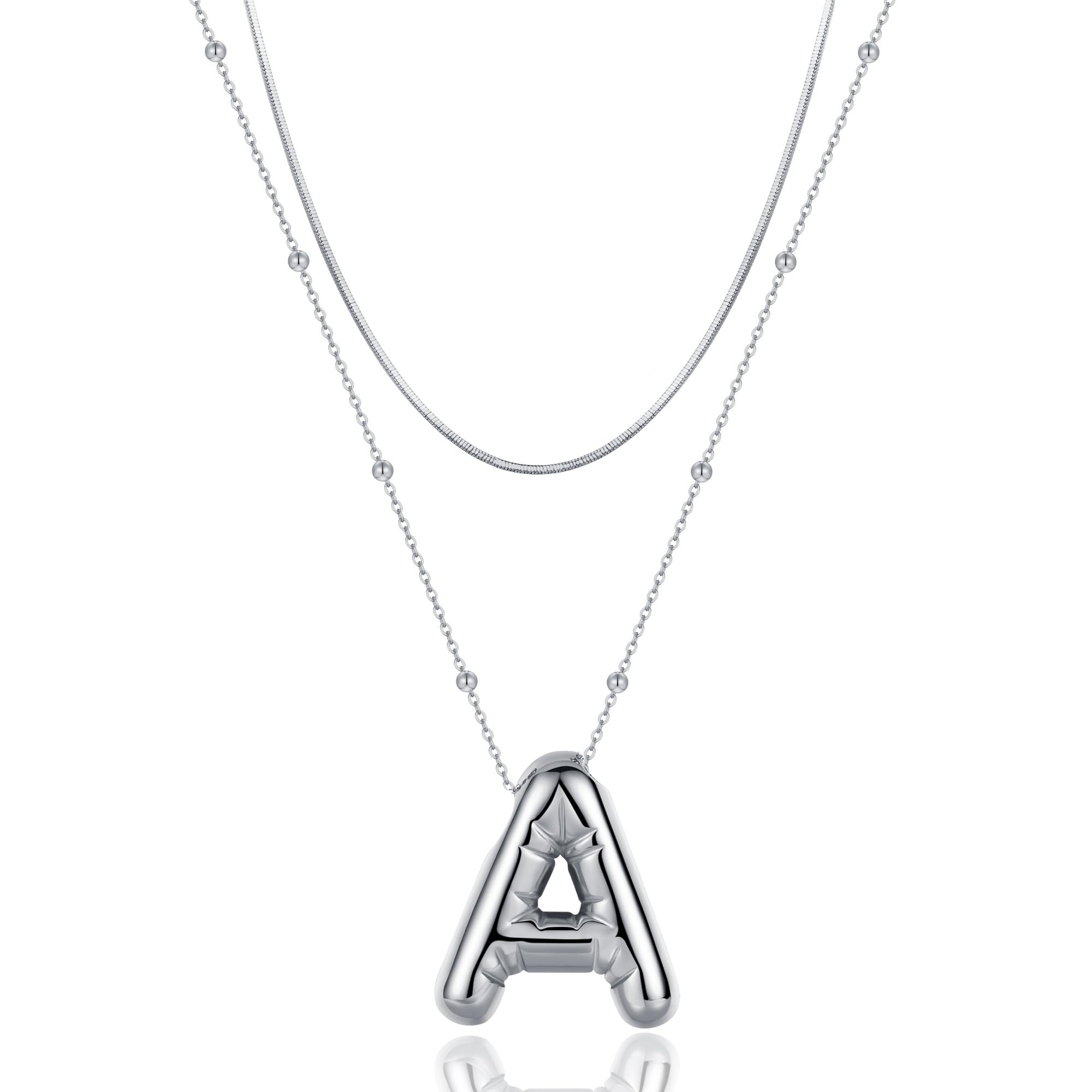ZXQUEGF Initialen-Halsketten für Frauen und Mädchen, zierliche Ballon-Buchstaben-Halskette, Namens-Alphabet-Anhänger, geschichteter Halsband, personalisierter Schmuck