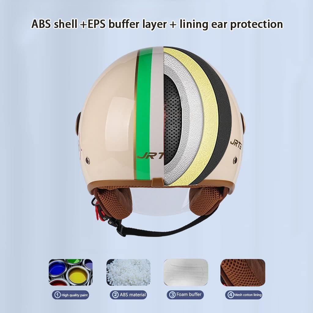 Casque Moto Jet Bluetooth 3/4 Vintage Avec Double Pare-Soleil - Casque Ouvert Scooter Cyclomoteur Bluetooth Intégré Homme Femme