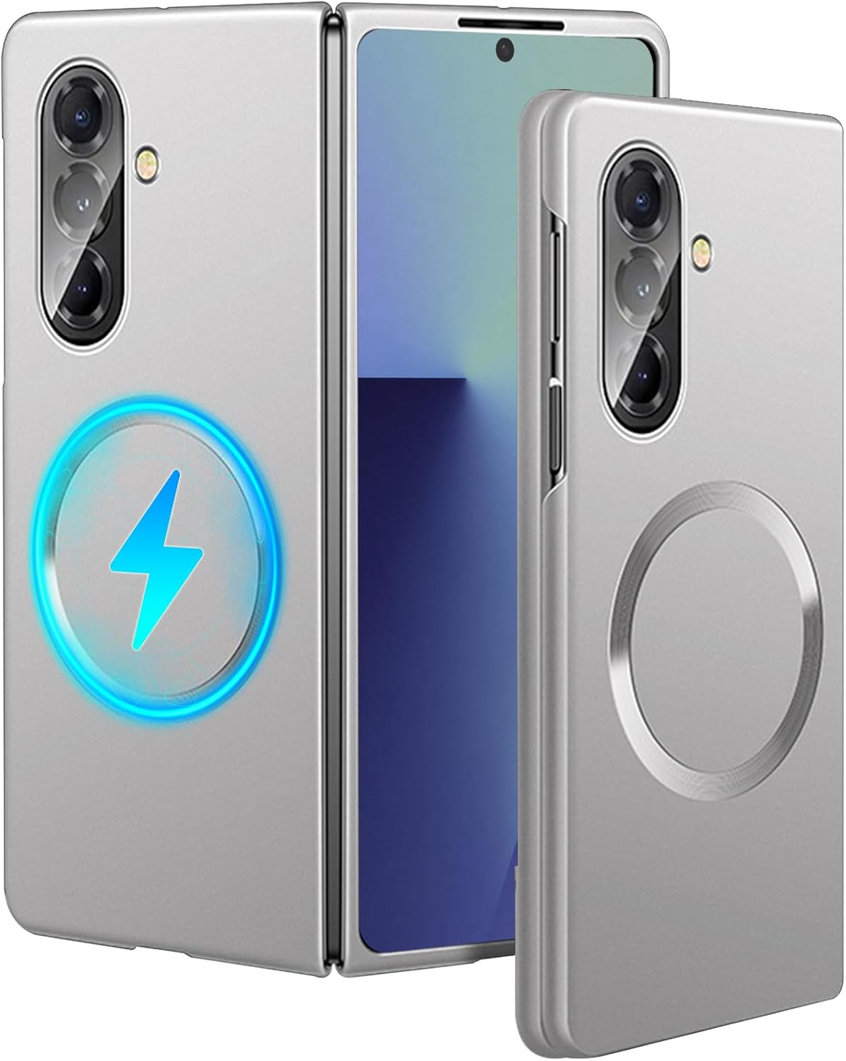 for Samsung Galaxy Z Fold 7 Slim Case with Magnetic Ring, [Compatible with Accessories] Full-Body Slim Thin Case Scratch-Resistant Protective Case for Z Fold 7 Silver