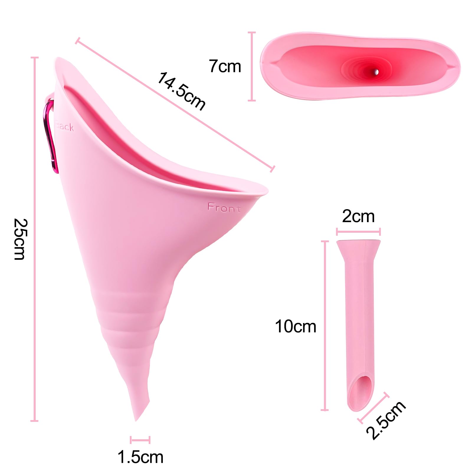 Fousenuk Pisse Debout Femme, Réutilisable Portable Urinoir Femme Silicone | Pliable Pipi Debout avec Tube d'Extension, Urinoir Féminin en Entonnoir pour Plein Air, Voyage, Randonnée, Camping