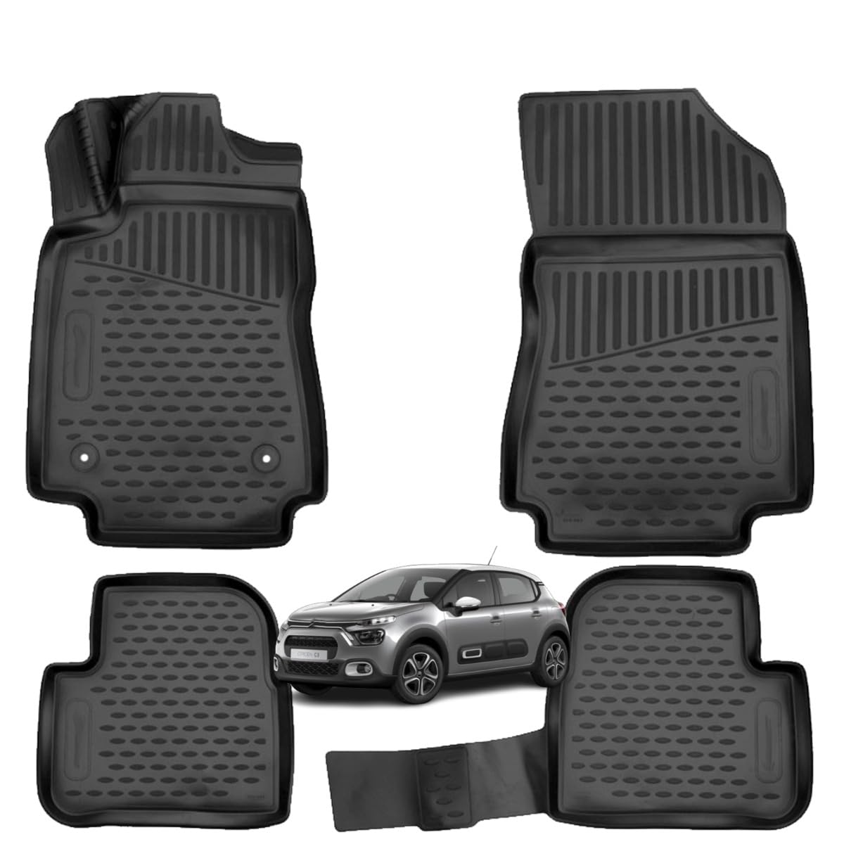 4 DYWANY - 3D TPE GUMOWE PODKŁADKI WANSOWE DO CITROEN C3 OD 2016-2025