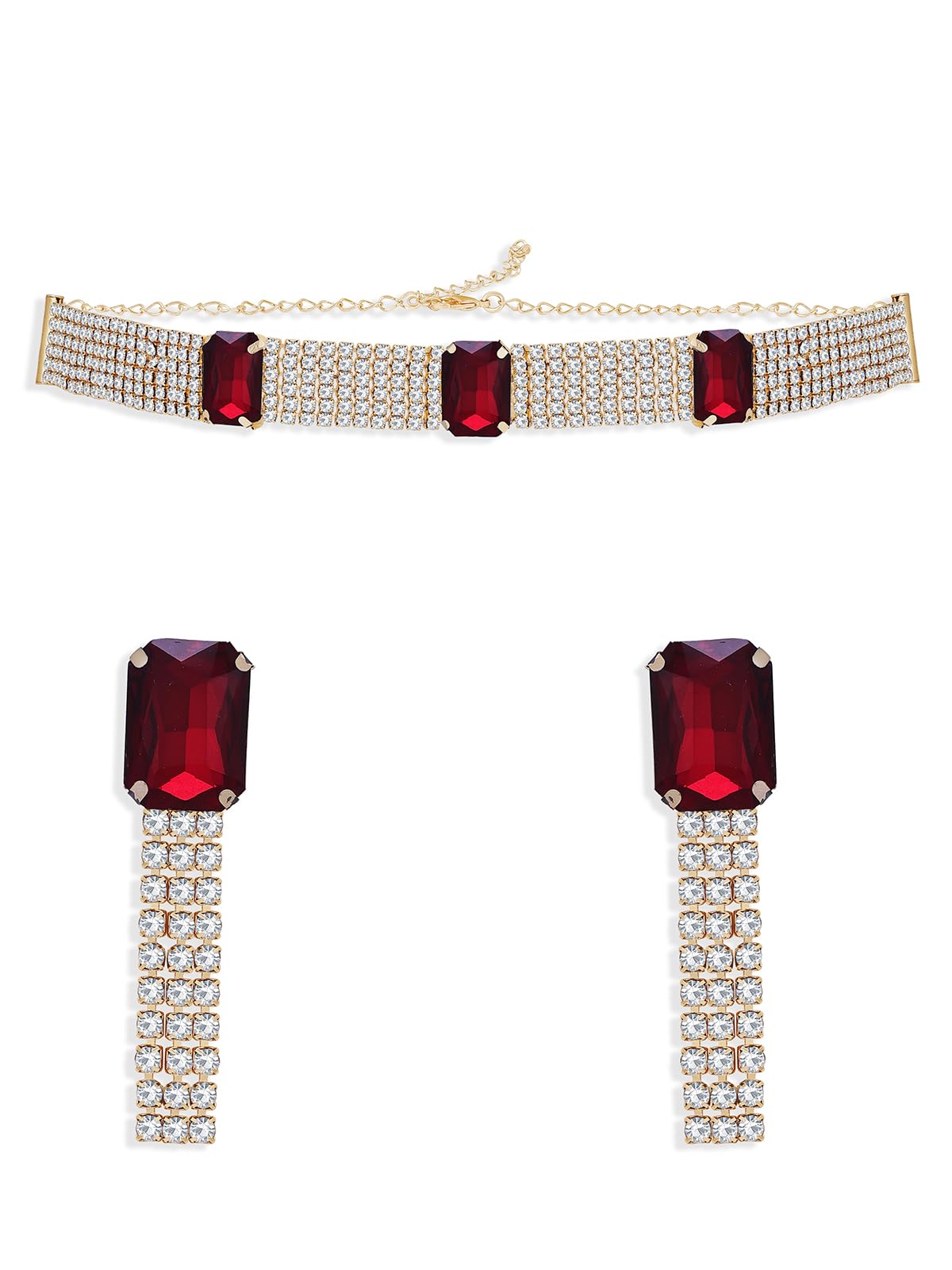 Sukkhi Delightful Gold Plated Maroon & White AD Stone Studded Necklace Set with Earrings | Jewellery Set for Women (NS104778) (B0CKXWYR9V) Amazon Price History, Amazon Price Tracker