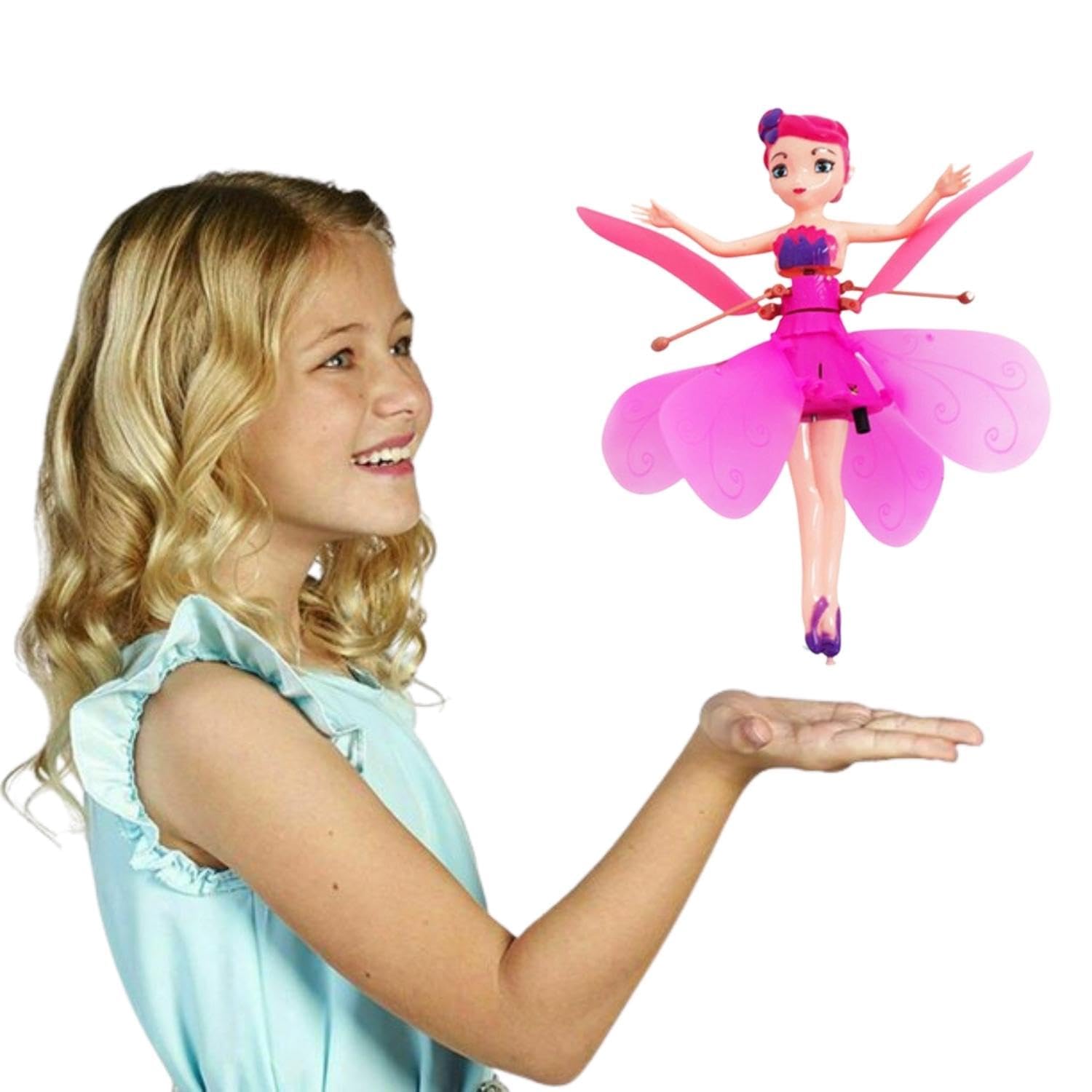KCUBE® Magical Flying Fairy Doll, Hand Sensor Control, USB Powered Magic Flying Fairy, Sky Dancers Flying Toy, Rainbow Glitter Flying Princess Doll Indoor, Fairy Doll for Girls Boys (Random Color)