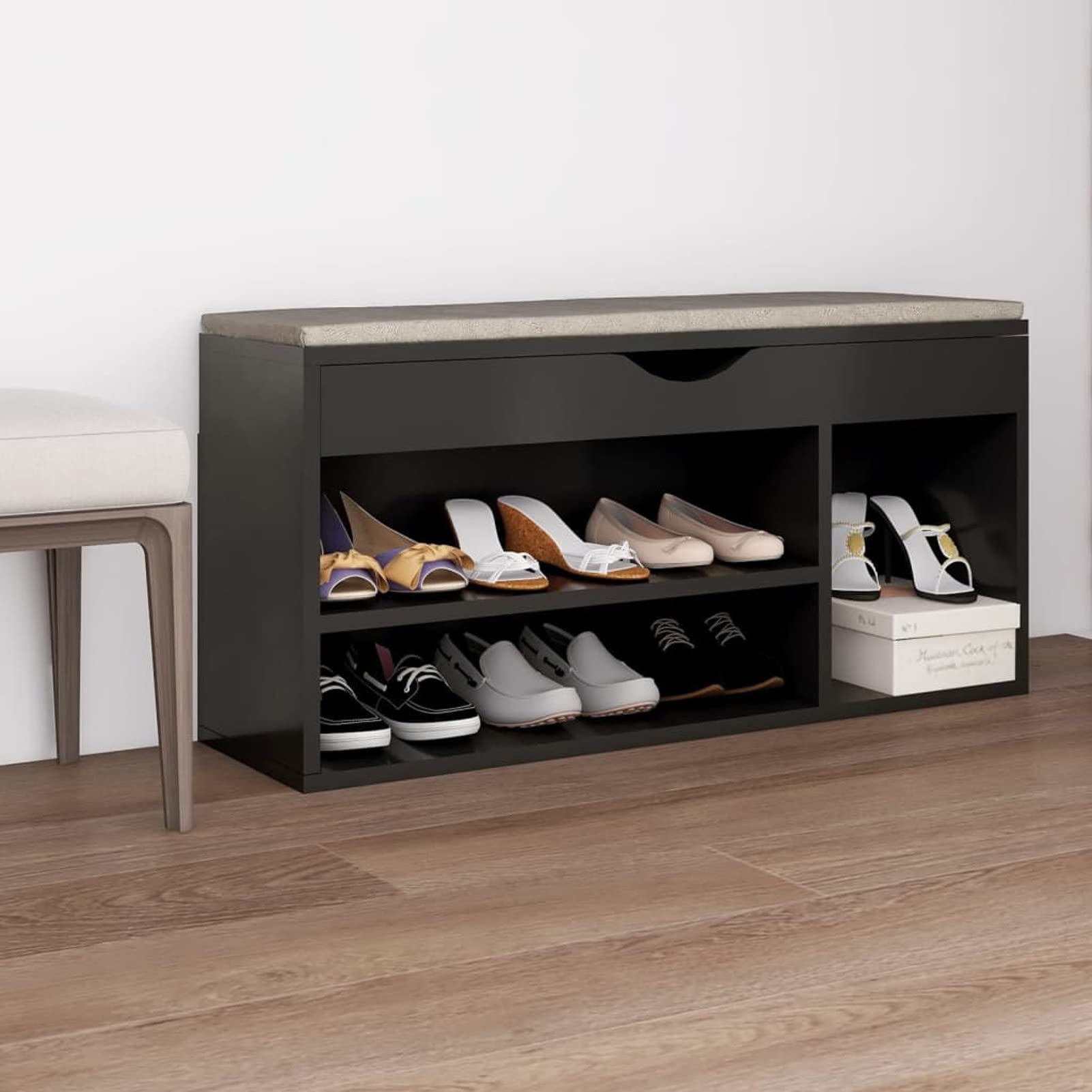 panca con scarpiera 55x20x104 cm in legno massello | Panca con