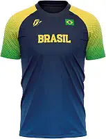 OverFame Camiseta Filtro UV Brasil - Masculina, Manga Longa, Amarela, PP a G2
