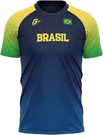 OverFame Camiseta Filtro UV Brasil - Masculina, Manga Longa, Amarela, PP a G2
