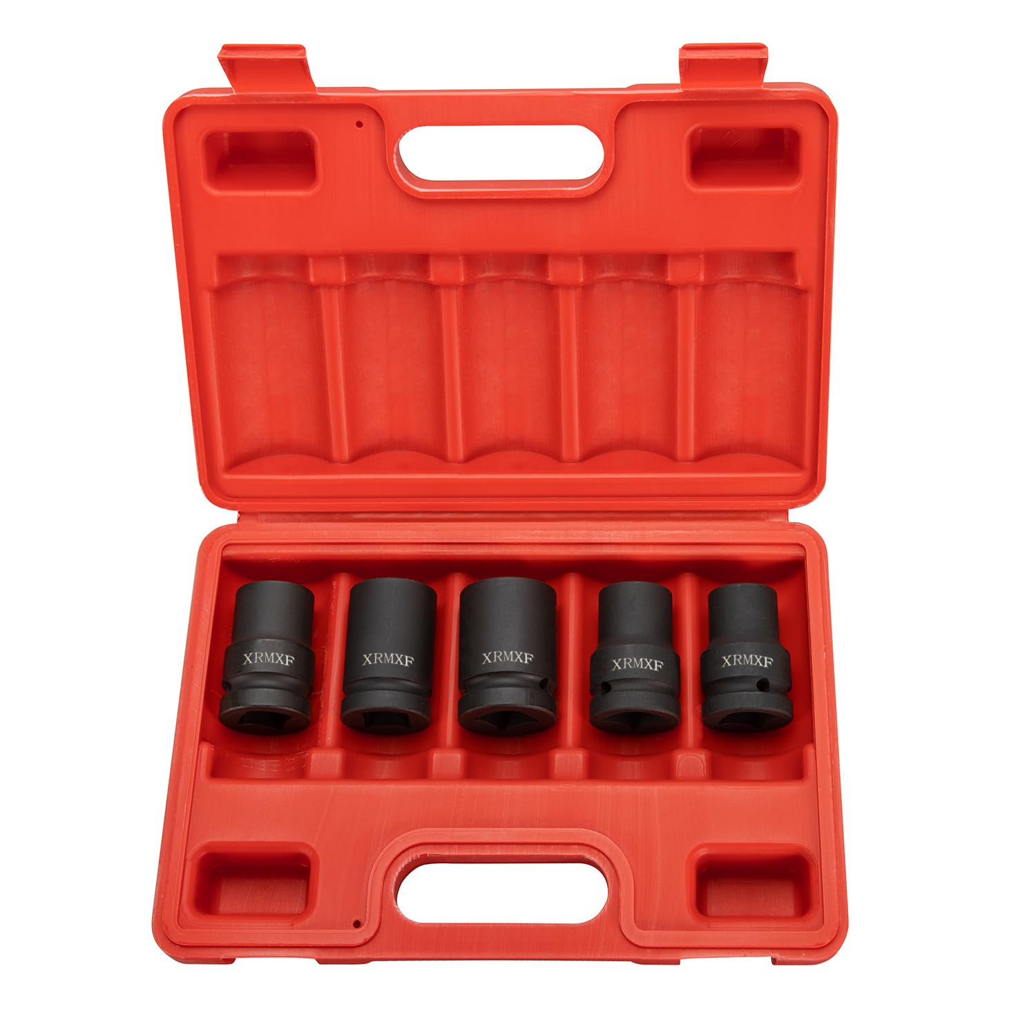 Set di 5 bussole per avvitatori a percussione 17 19 21 24 28 mm esagonali da 3/4" (lunghezza: 60 mm), con valigetta in plastica
