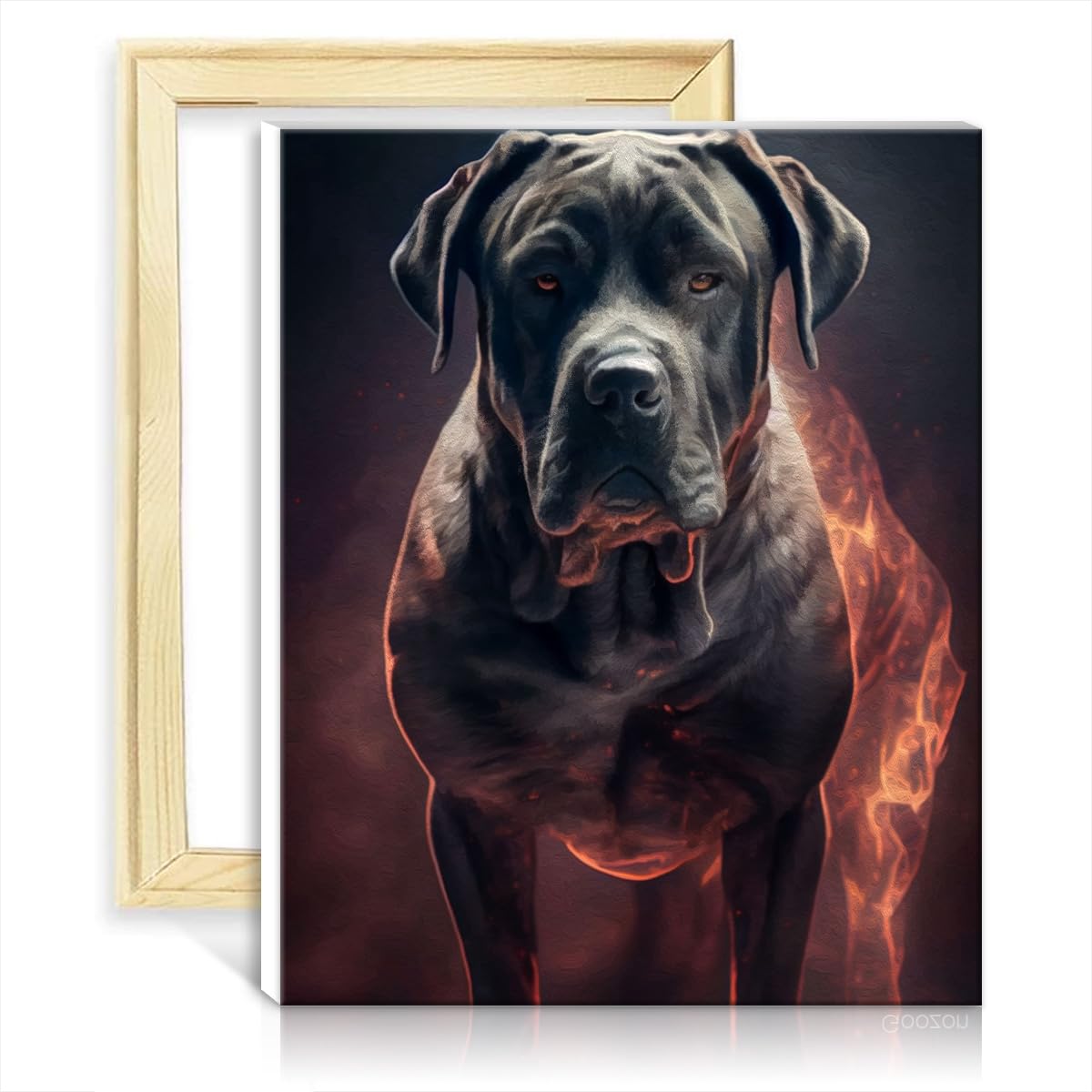 TANGFEIY Paint by Numbers Cane Corso Fire Oil Painting DIY Watercolor with Brushes and Acrylic Pigment Project for Home Decor Gifts with Frame(30x40cm)