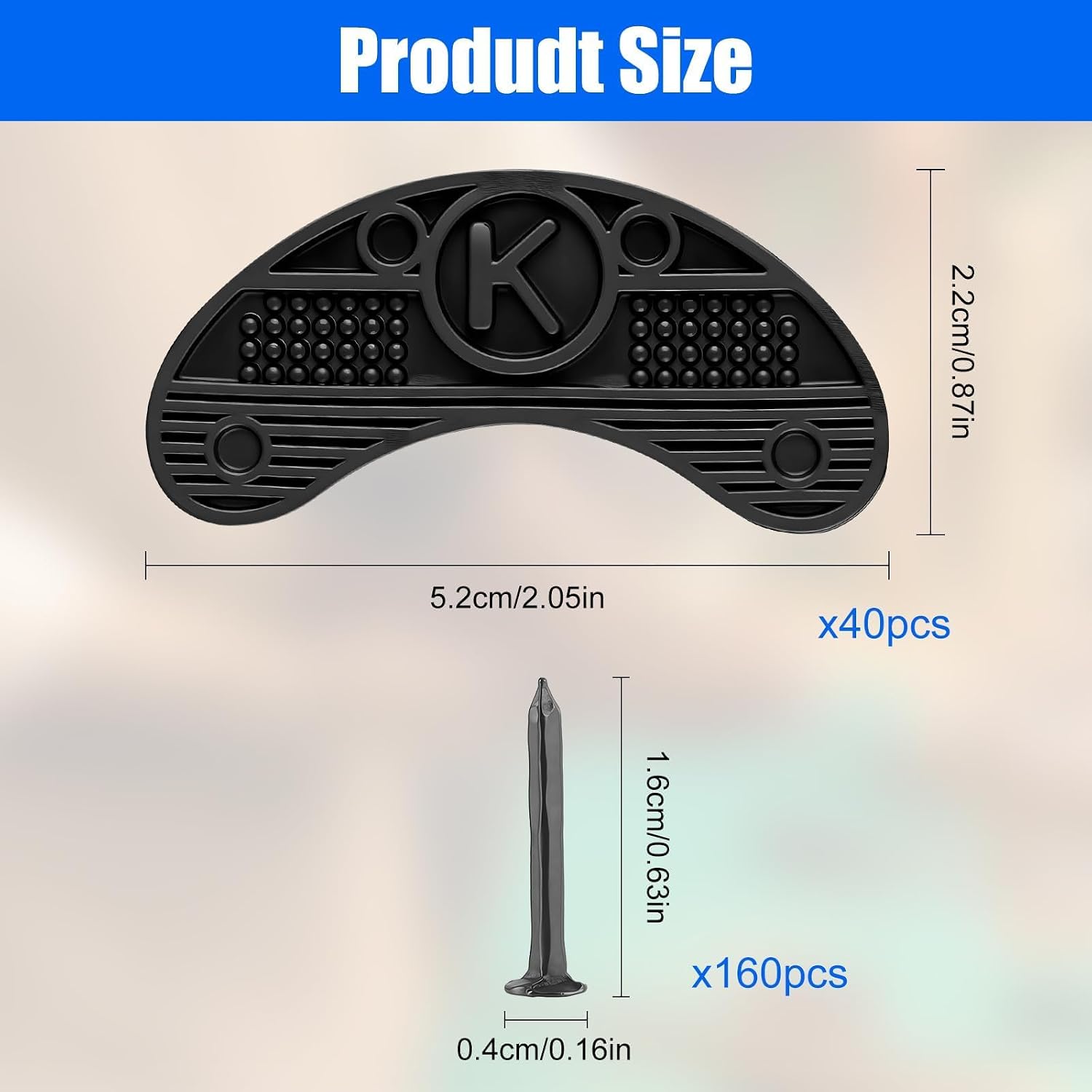 40 Pcs Heel Taps, Black Heel Shoe Taps for Heels with 160 Nails, Rubber Shoe Heel Plates for Repairing Worn Shoes & Boots