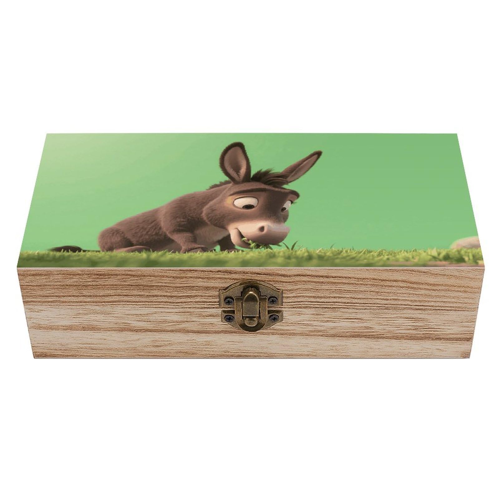 VstaDank Donkey Wooden Storage Box Vintage Style Wooden Storage Case with A Hinged Lid Memory Treasure Boxes Decorative Jewelny Photos for Organizer 7.9 * 3.7 * 2.3 Inch