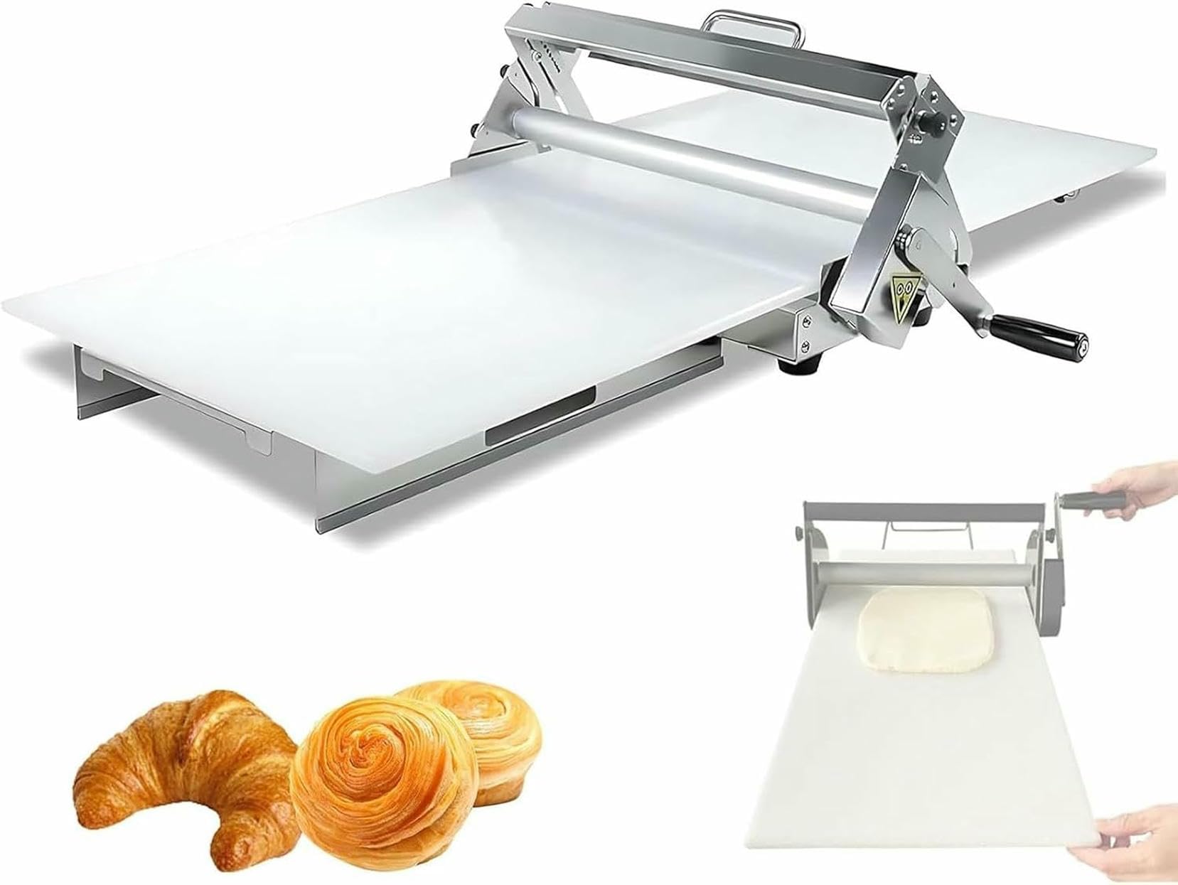 Laminadora de masa plegable con ajuste de espesor para hojaldre y croissants