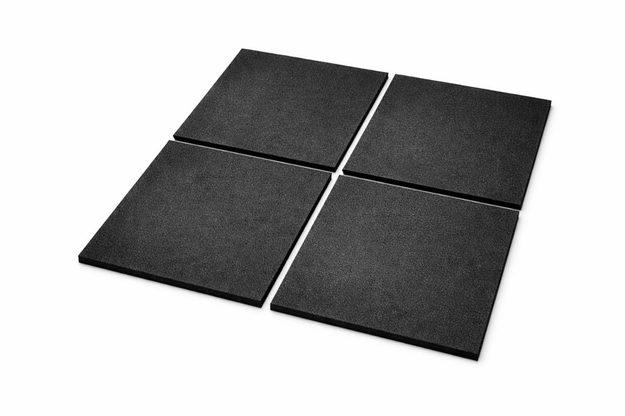 NLW Rubber Floor Mats, Black, 15mm Extra Thick, Set of 4, Gym Exercise Workout Flooring-image-13