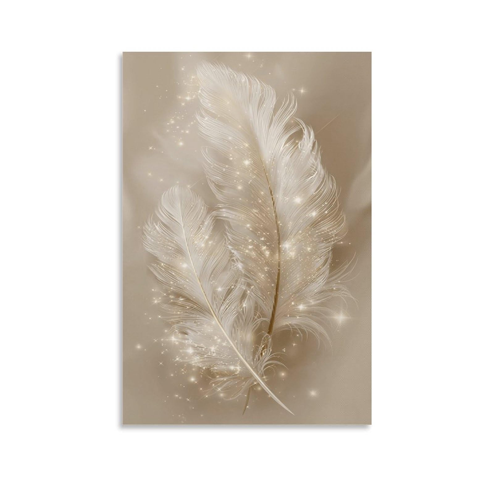 XPASHIQWC Glowing Feather Poster Artwork Golden Healing Giclee Canvas Prints Modern Canvas Wall Art Picture Wall Hanging for Office Gym Living Room Decor 20x30inch(50x75cm)