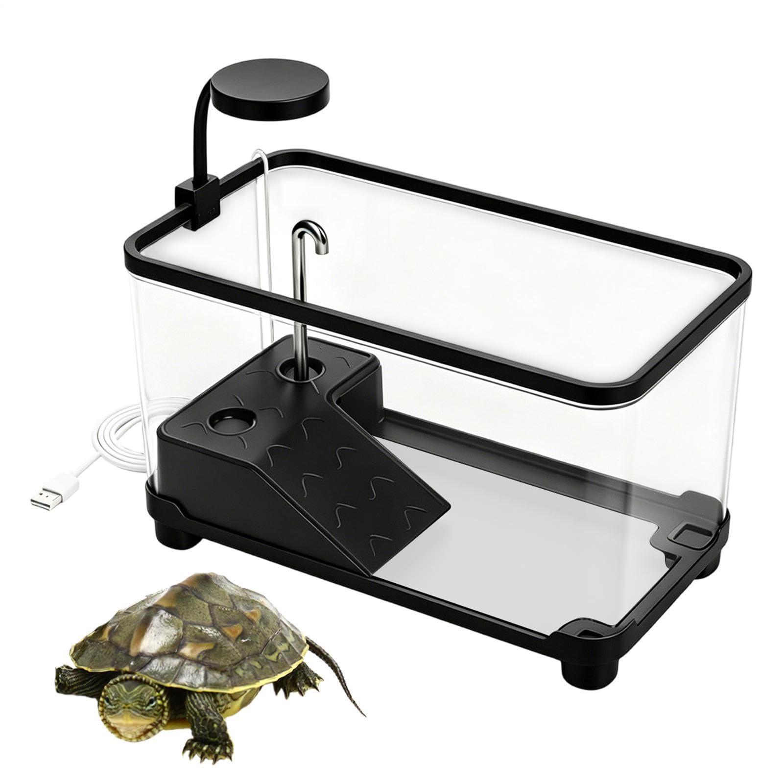 Vasca per Tartarughe Acquatiche Recinto Habitat Trasparente con una | Acquario Tartarughe Acquatiche per Abitazione Scrivania Sala da Soggiorno Luogo di Lavoro Dormitorio Ne