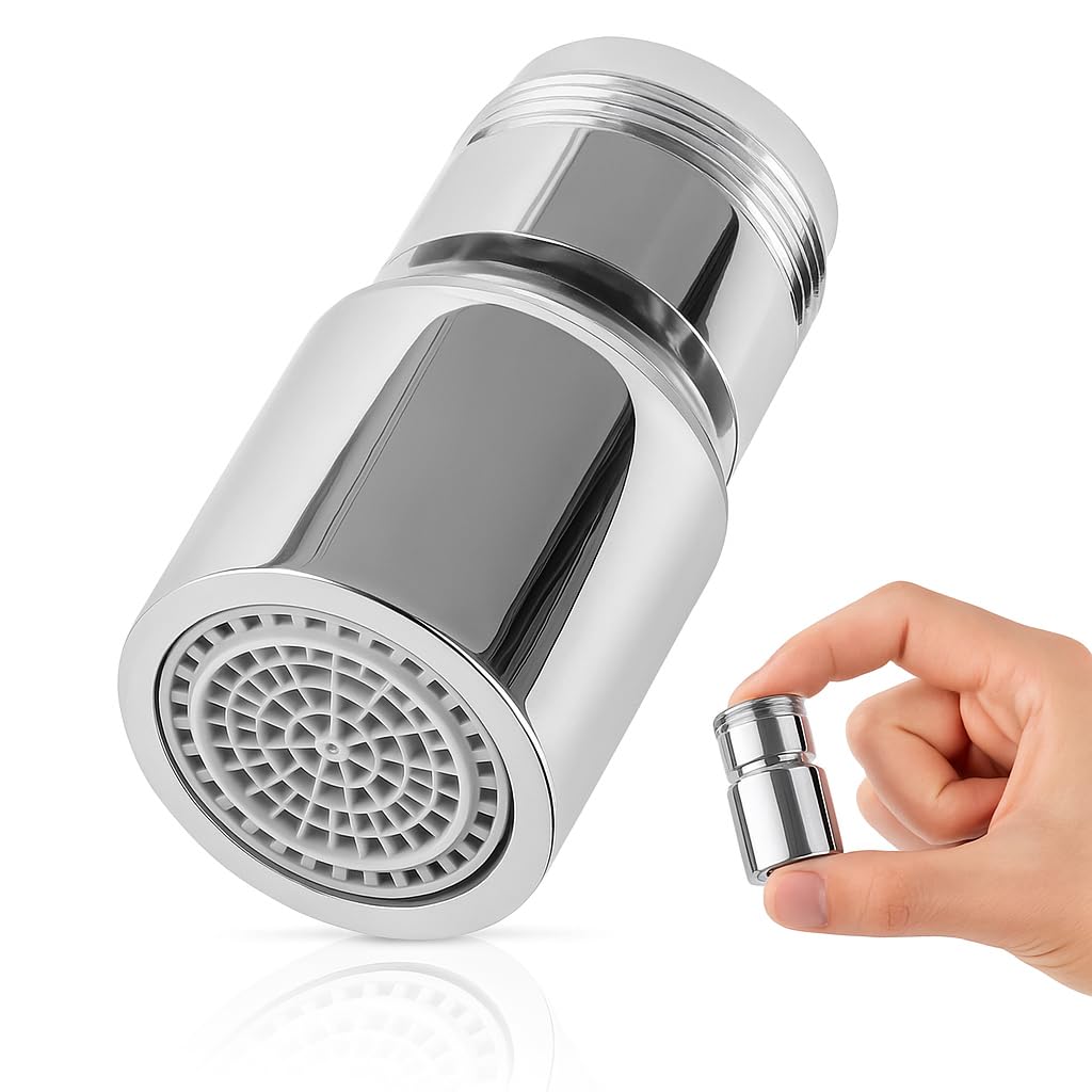ECENCE Aeratore Rubinetto Cucina Può Girevole a 360° in cromo, Rompigetto Rubinetto Cucina, Adatto Rubinetti Lavandino M24 Aeratore per Cucina e Bagno
