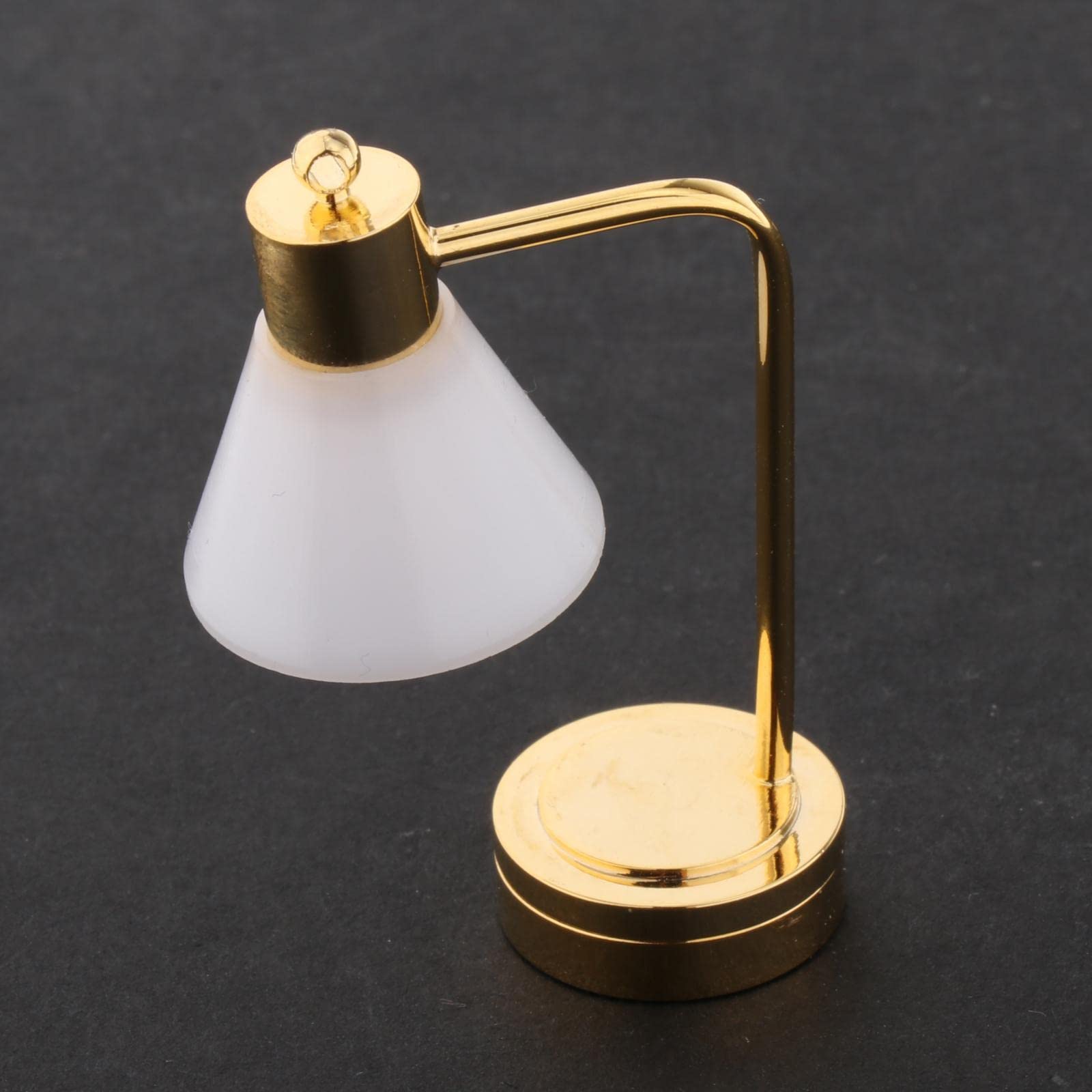 Generic Lampada Da Scrivania in Miniatura a LED per Casa Delle Bambole, Modello Da Tavolo in Metallo con Paralume Colorato E Batteria di Ricambio, Ideale per