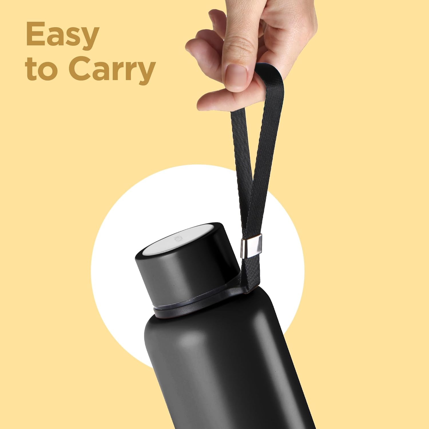 Milton Thermosteel Aura 1000, Double Walled Vacuum Insulated Thermos 1000 ml,1.05 Ltr | 24 Hours Hot and Cold Water Bottle,Stainless Steel, BPA Free,Leak Proof Black