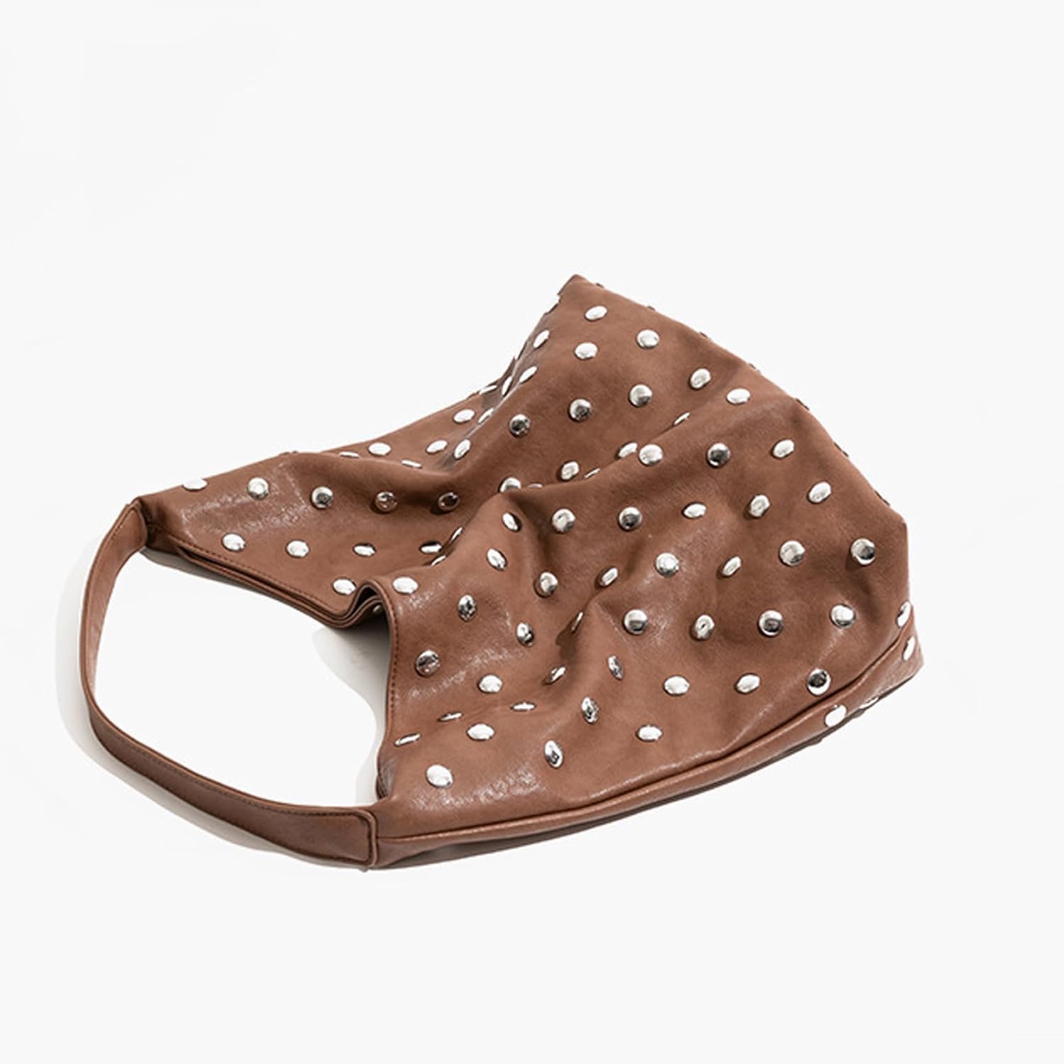 Studded Hobo Bags for Women Soft Vegan Leather Studded Slouchy Shoulder Handbag Tote Purse - Image 8