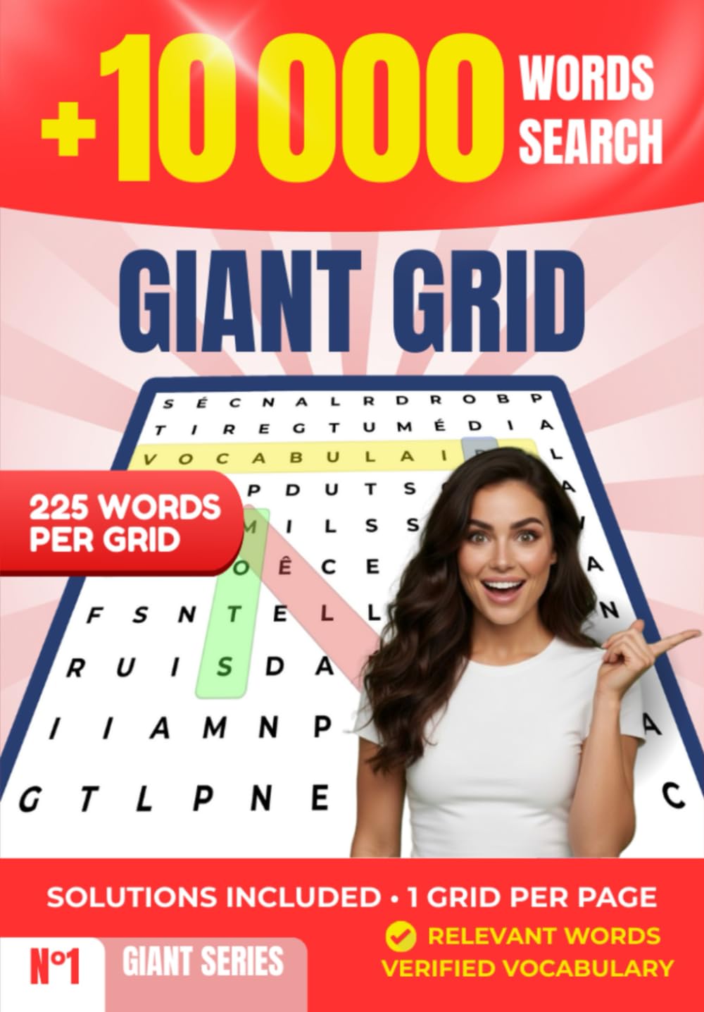 Giant Word Search XXL - 10,000 Words in Large Print Puzzles - Brain Games for Adults and Seniors - Memory and Concentration Activity Book - Solutions Included: Large Print, with Solutions