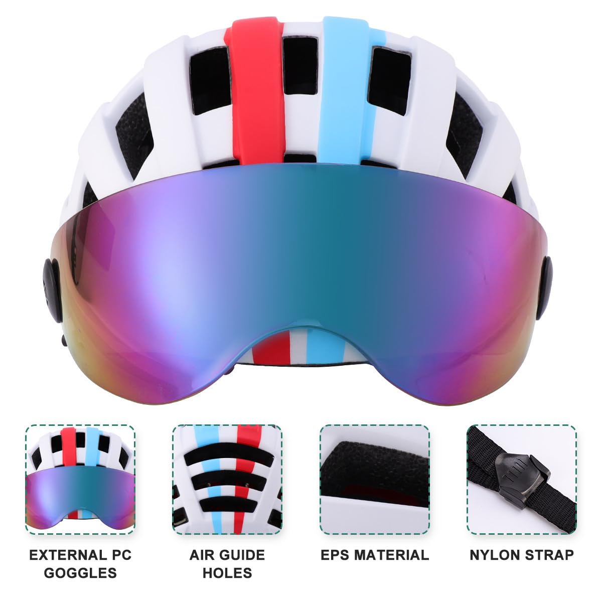 Casco de Bici para Ciclismo y Skateboarding, Cómodo y Transpirable, Material PC Resistente, Diseño Unisex para Hombre y Mujer