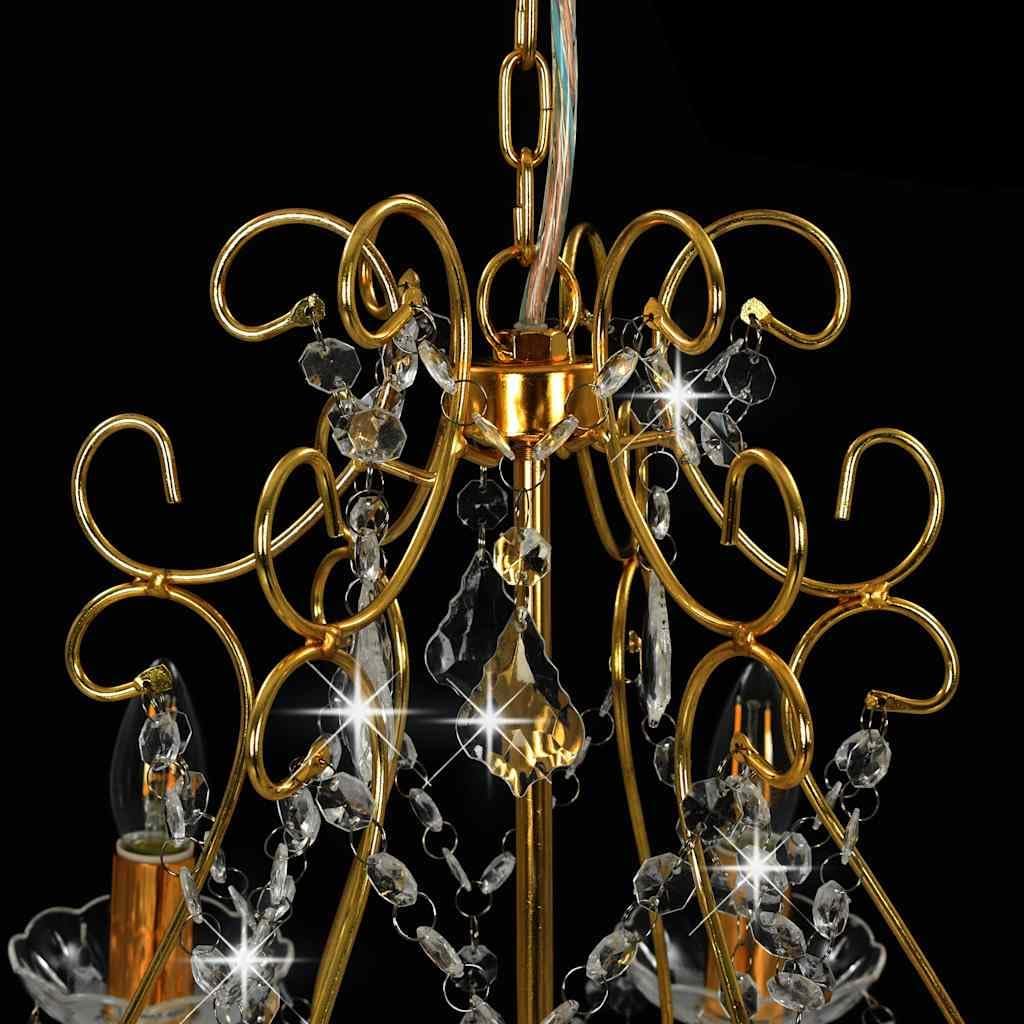 vidaXL Kronleuchter-Pendelleuchte, 6xE14 Lampen, 60x44 cm, goldener Metallfuß mit Acryl-Kristallperlen, elegante moderne Hängeleuchte für Schlafzimmer & Wohnzimmer