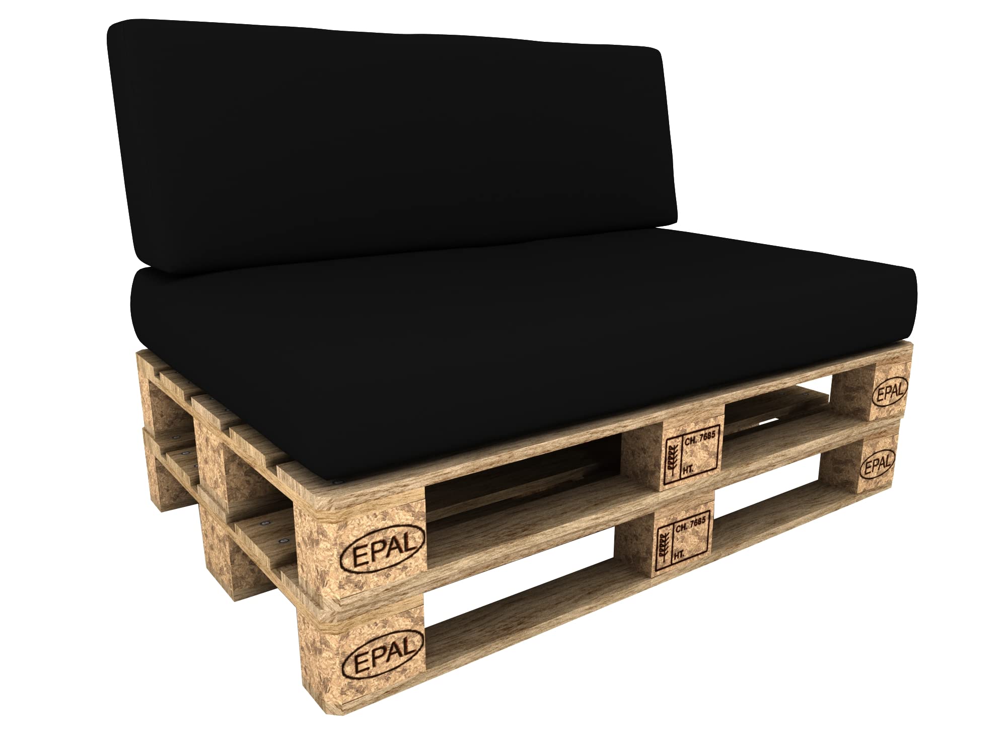 POKAR Euro Pallet Seating Set of 2: 1x seat cushion 120x80cm + 1x back cushion 120x40cm, cold foam, removable covers, Home Garden Furniture DIY, indoor outdoor pillow, without pallets, Beige — view 324