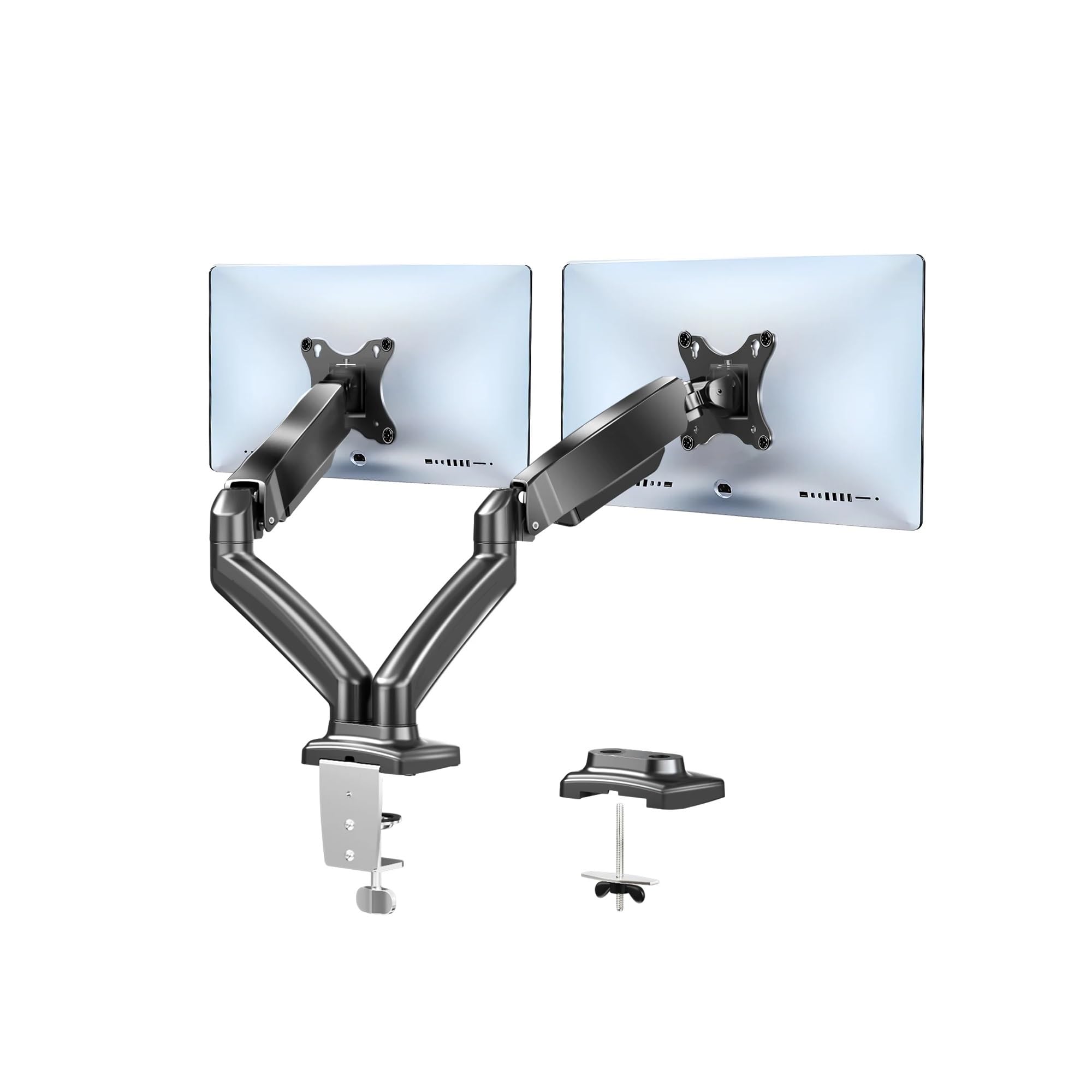 TKJfdTY Dual Arm Stand 13~27 Inch Desktop Standing Desk Clamp Lcd Led Monitor Mounting Arm, Fully Movable