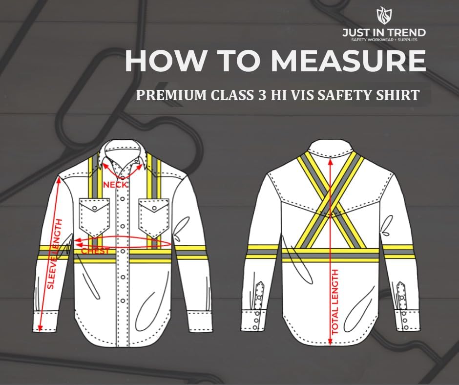Premium Class 3 High Visibility Hi Vis Safety Shirt - Long Sleeve - 65% C35% N - 6 oz - Image 6