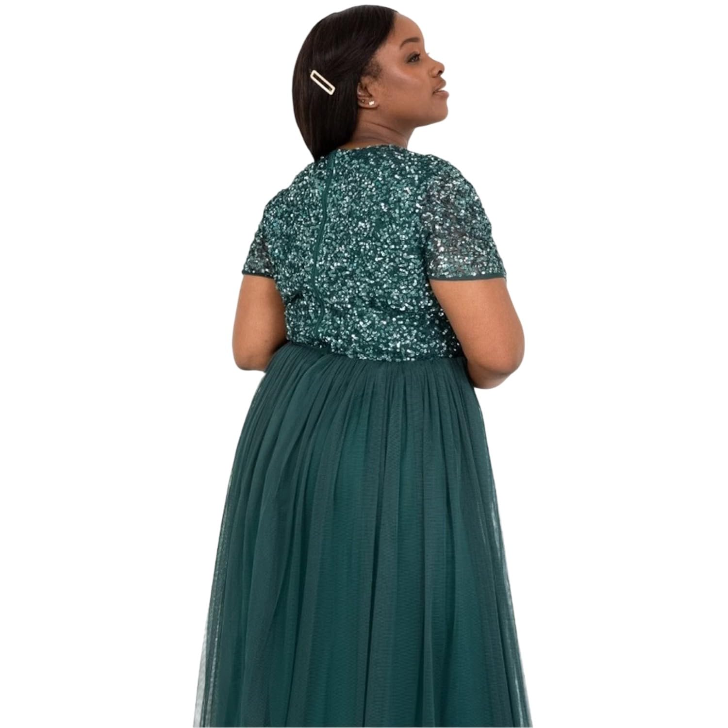 Maya Deluxe Damen Midi-Kleid mit V-Ausschnitt – Bild 2