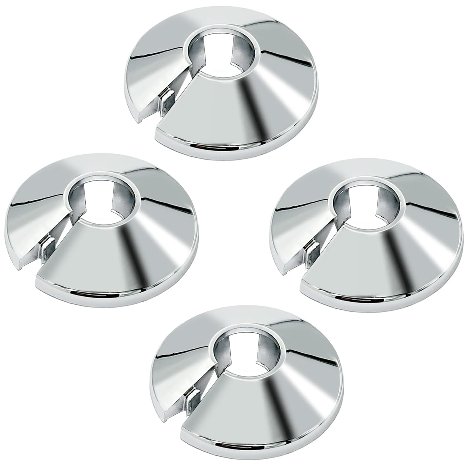 DOETYD 15mm Chrome Radiator Pipe Collar Cover - 4 PCS for Pipes, Silver