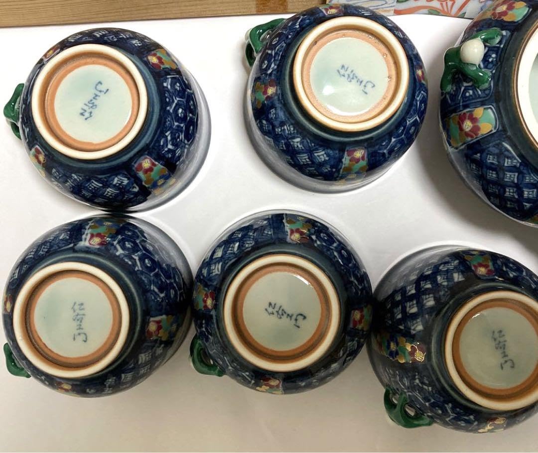 Amazon.co.jp: 仁右衛門作 茶器セット 祥瑞一閑人 花鳥一閑人