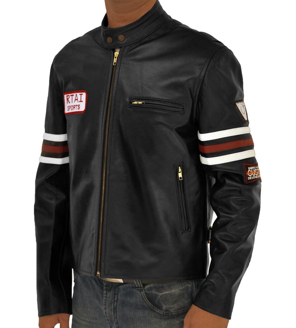 Aksah Fashion Men's House of Md Hugh Laurie Dr. Gregory Black Bomber Leather Jacket
