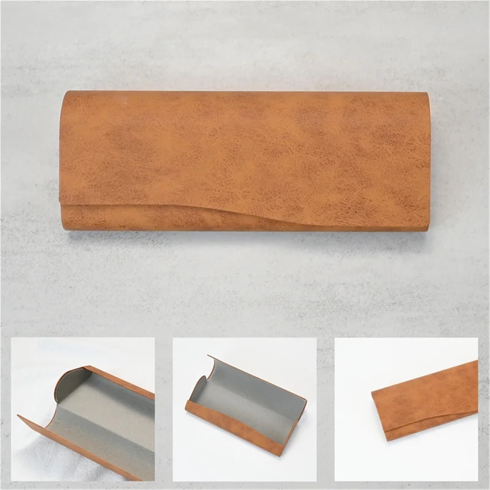 Porta Occhiali 1/5 pezzi Custodia rigida pieghevole for occhiali da sole in pelle marrone retrò, contenitore for occhiali da sole, accessori di stoccaggio fatti a mano