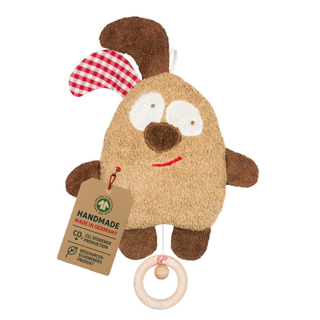 Efie Bio - Spieluhr beige, kontrolliert biologischer Anbau (organic), Made in Germany, GOTS zertifiziert, nachhaltig, Melodie (Weißt du wie viele Sternlein stehen)
