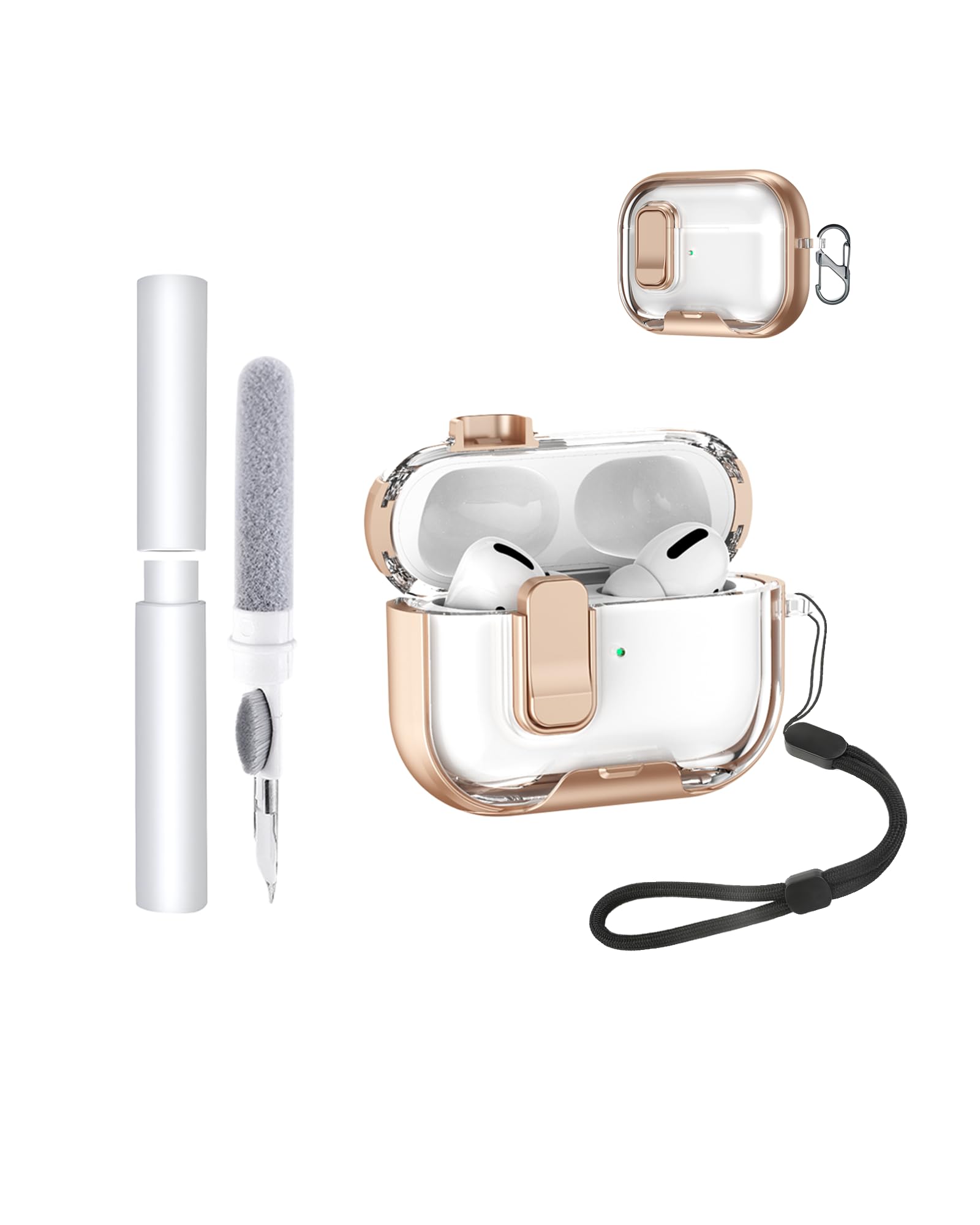 Étui De Protection Pour AirPods Pro 3 - Coque TPU+PC Transparente Avec Cordon Et Clip - 2
