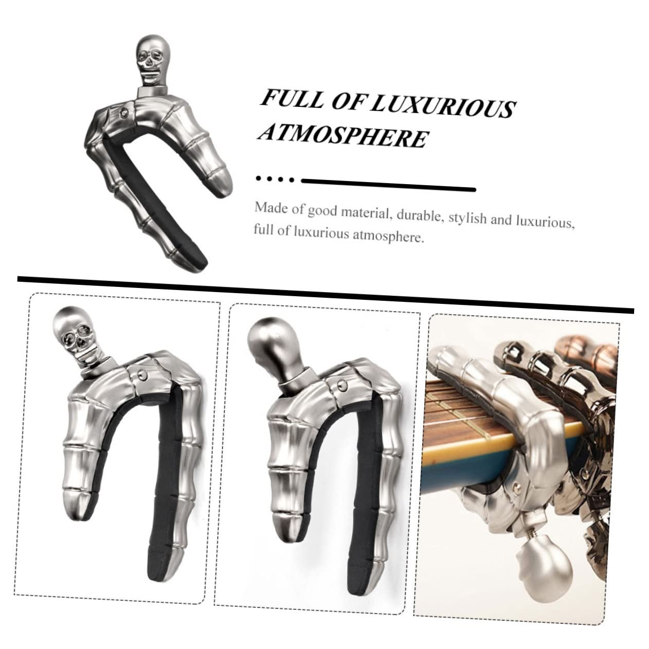 3 Piezas cejilla de guitarra delicada Accesorio musical Pinza de guitarra cejilla de calavera cuello de cejilla de ukelele capo de de calavera Aleación de zinc TOYANDONA