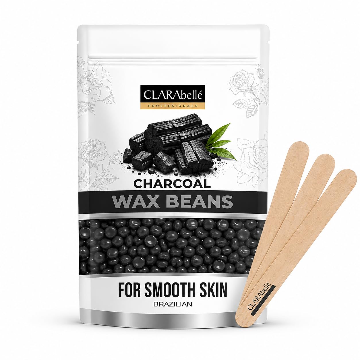 Clarablle Premium Wax Beans for Women & Men | Low-Temperature Hard Wax Beads for Bikini, Underarms, Face & Full Body | Smooth Salon-Like Waxing at Home | For Sensitive Skin | Easy Melt, No Strips Needed (50G, Charcoal)-image-1