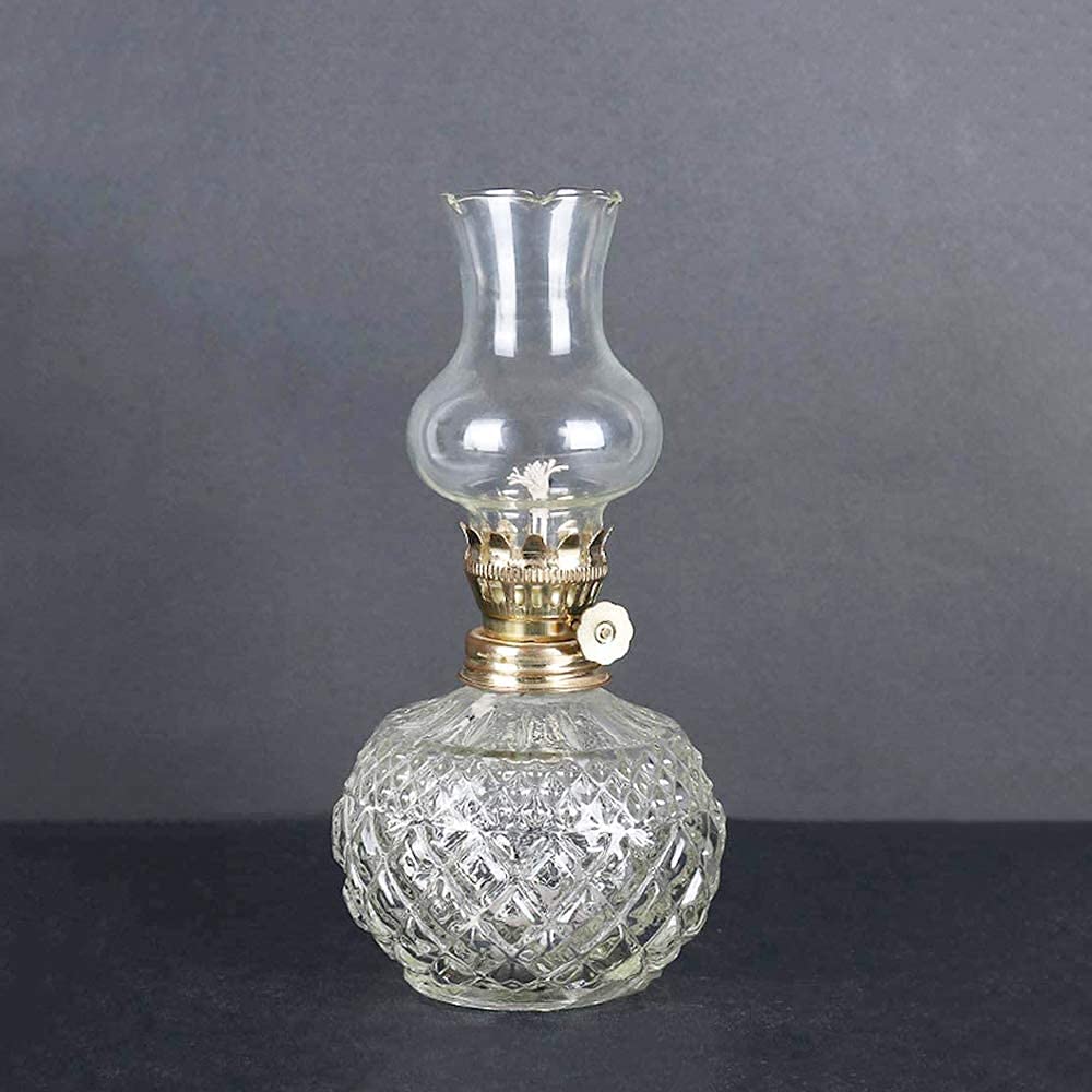 POCHY Klassiker Öllampe Klassische Petroleumlampe für den Innenbereich Hurricane Lamp Globe Oil Lamp mit Klarglasschirm Verstellbarer Schalter Petroleumlaterne tragbar