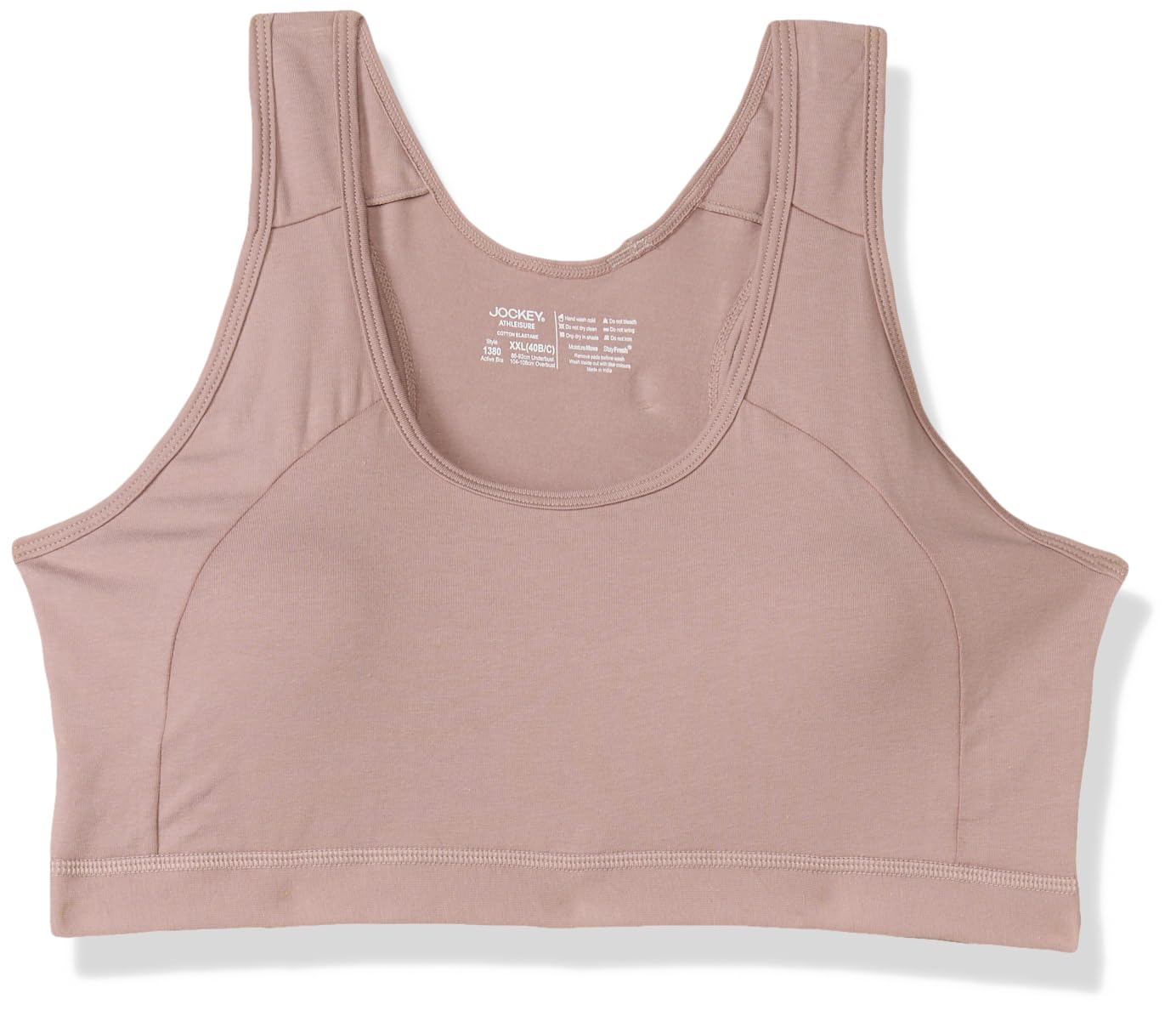 jockey 1380 Women's Wirefree Padded Super Combed Cotton Elastane Stretch Full Coverage Racerback Styling Active Bra with StayFresh and Moisture Move Treatment Mocha-picture-18