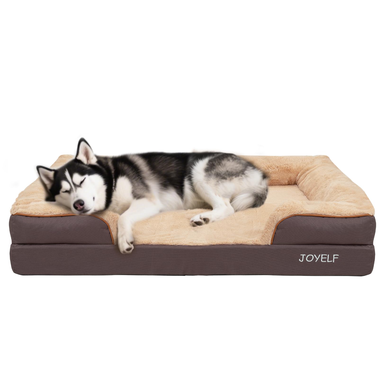 JOYELF Cama para Perros extragrandes, Cama sofá de Espuma, Cama para Mascotas con Base Antideslizante, Cama Duradera para Perros Grandes - Marrón
