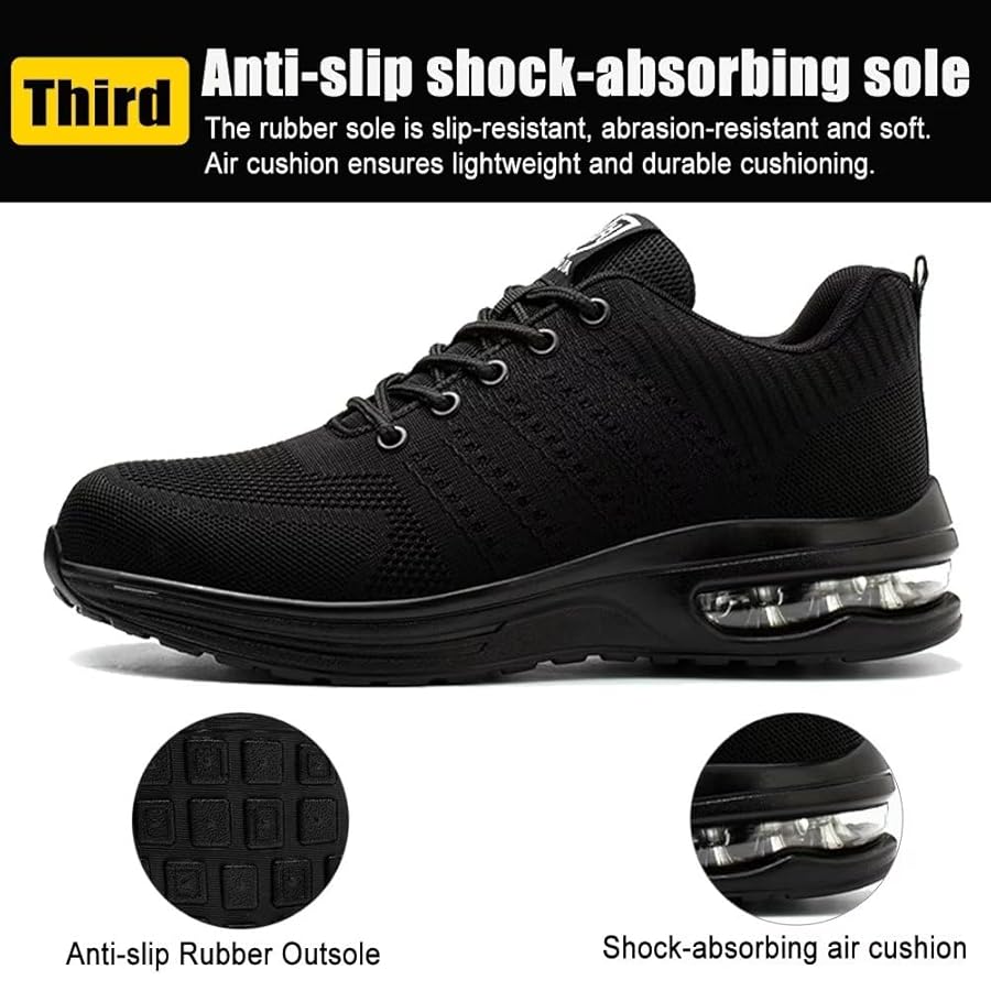 Scarpe Antinfortunistiche Uomo ISOOUS - Punta In Acciaio - Leggere E Traspiranti - Con Cuscino D'Aria - Foto 4