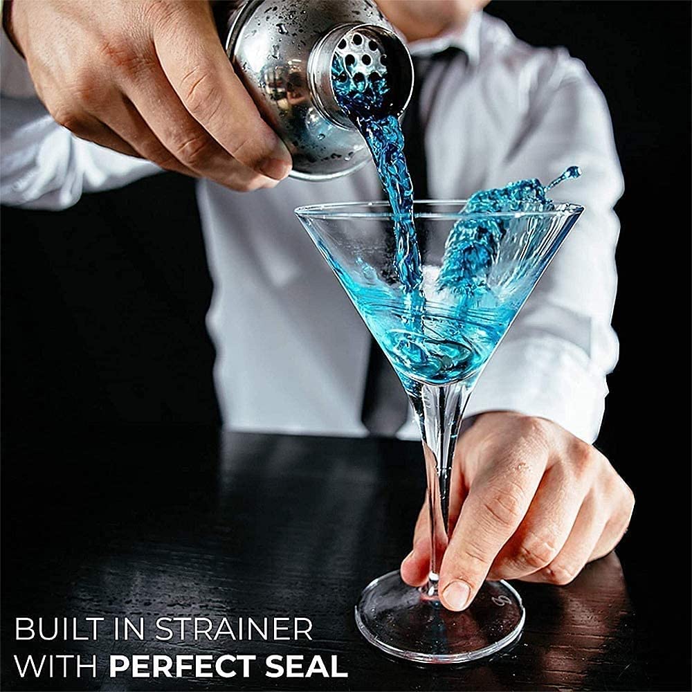 Set di shaker for cocktail, kit da barista, set da bar con supporto in bambù, strumenti for barman da 7 pezzi, shaker for Martini professionale in acciaio inossidabile da 18 once for famiglia/b