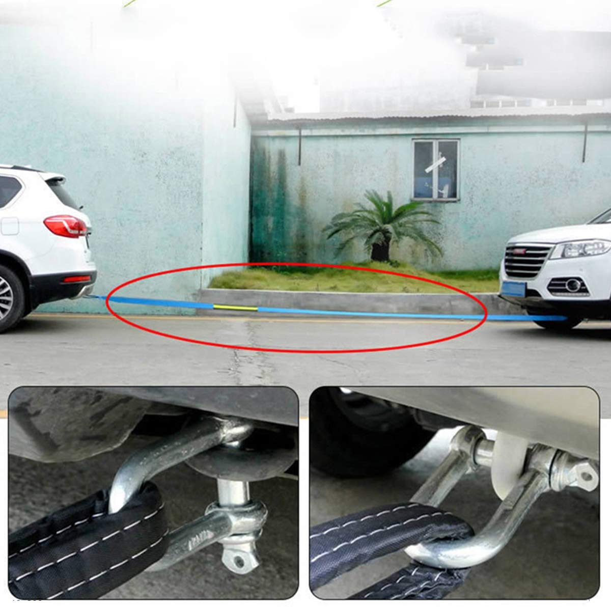Cuerda de remolque, correa de remolque resistente de 4 x 4, correa de remolque de nailon para coche, SUV, vehículo agrícola, incluye 2 ganchos de seguridad y bolsa de almacenamiento, capacidad de 8