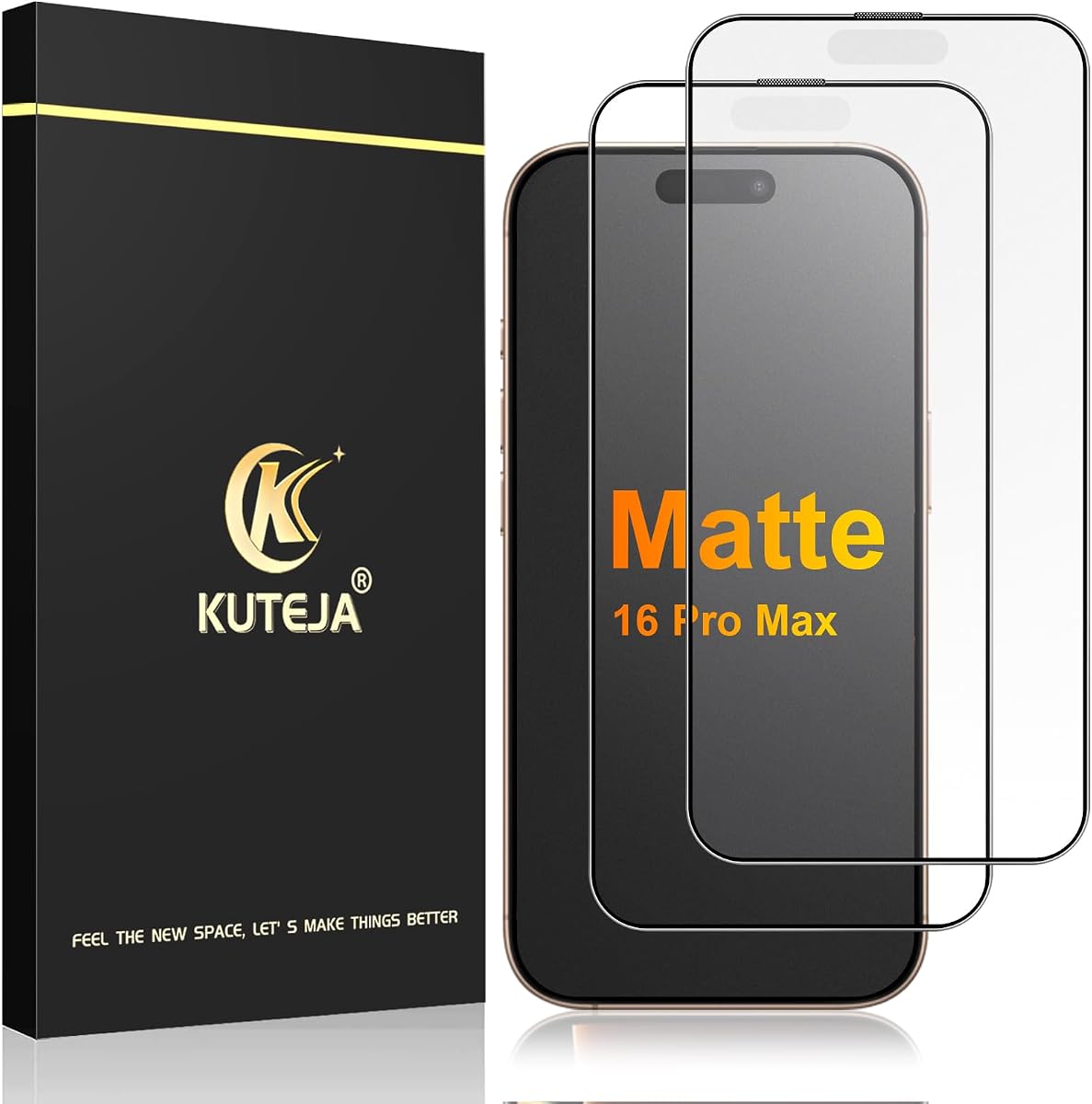 Matte Screen Protector for iPhone 16 Pro Max [2 Pack], 9H Full-Screen Matt Tempered Glass Film, Anti-Glare, Anti-Fingerprint, Smooth Touch Screen Protector
