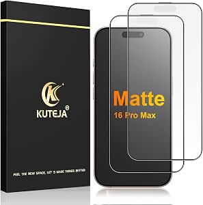Matte Screen Protector for iPhone 16 Pro Max [2 Pack], 9H Full-Screen Matt Tempered Glass Film, Anti-Glare, Anti-Fingerprint, Smooth Touch Screen Protector