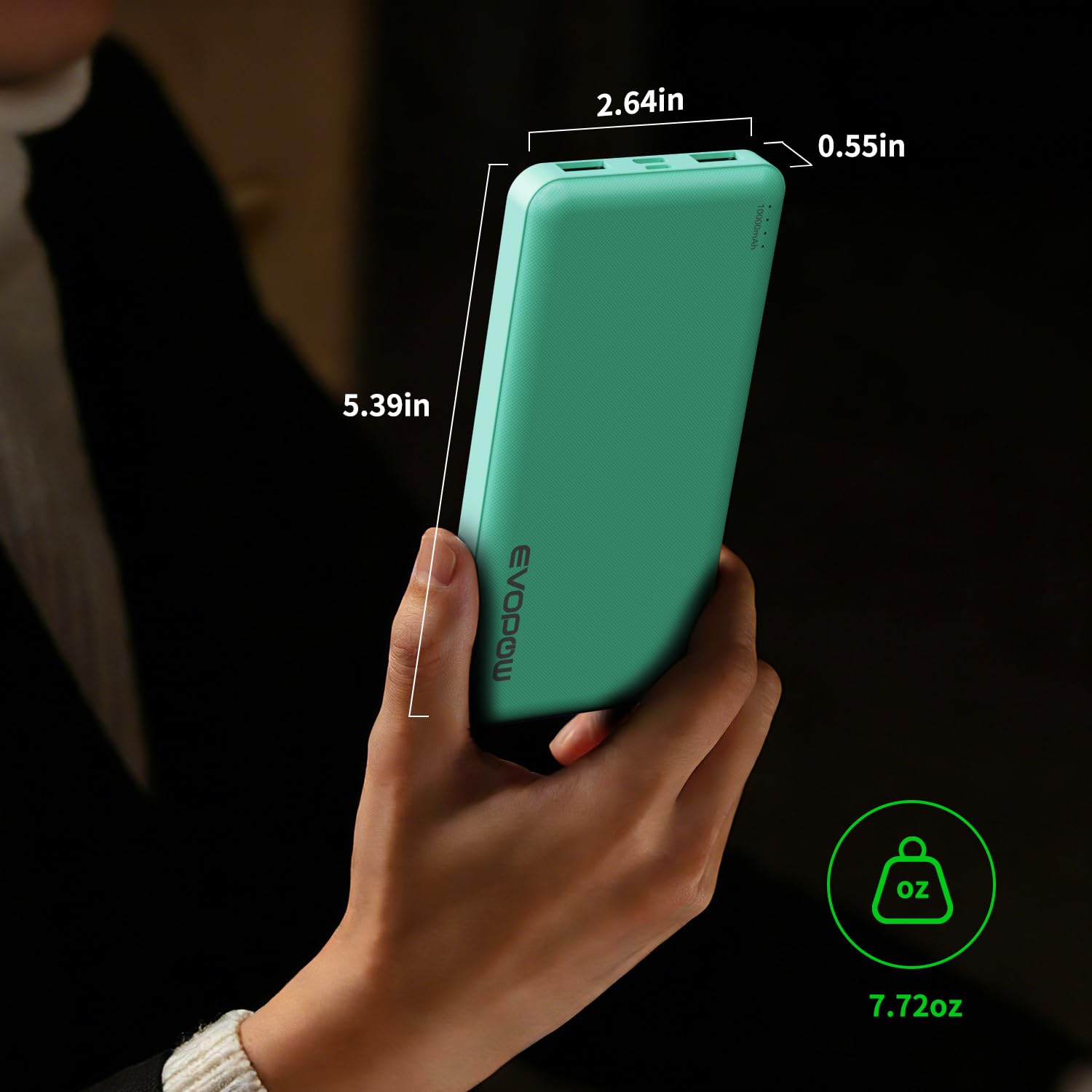 Chargeur portable 10 000 mAh Bleu et vert