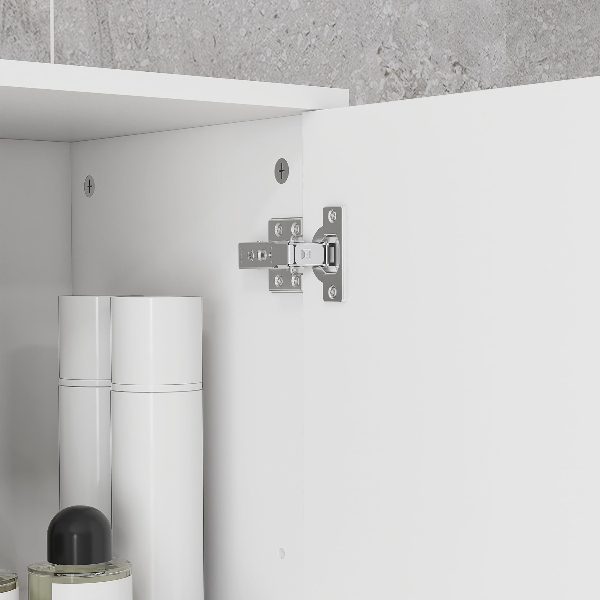 kleankin Mobiletto Bagno Salvaspazio a Colonna, Mobile Bagno con Cassetto, 2 Ripiani Aperti, 2 Armadietti, Ripiani Regolabili, per Sala da Pranzo Salotto Soggiorno Cucina, 30x30x180cm, Bianco Lucido