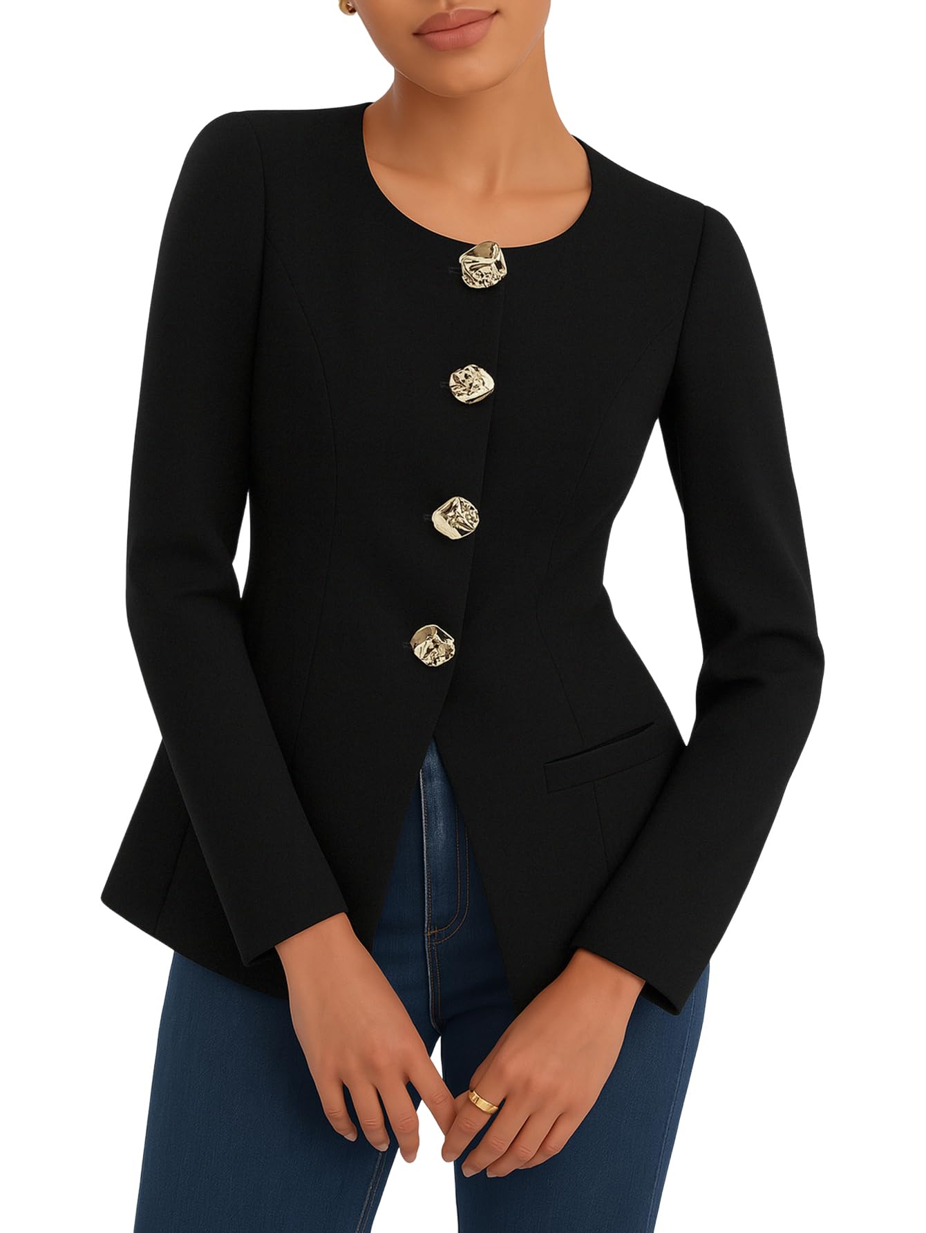 chicyes Womens Business Casual Blazers Long Sleeve Button Suit Jackets Office Work Outfits Fitted Blazer Clothes 2026