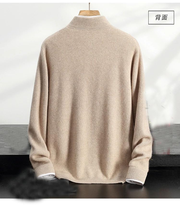 Men 100 Percent Cashmere Cardigan Men's Stand Collar Cardigan Solid Color Long Sleeve Sweater2