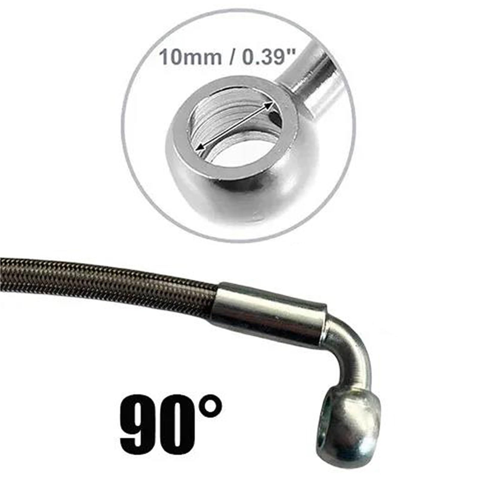 Tubo flessibile dell'olio Tubo Flessibile Dell'olio Per Frizione Freno Anteriore E Posteriore Rinforzato Per Motociclette, In Acciaio Inossidabile, Intrecciato Idraulico M10 90°-90°, Accessori(250cm)
